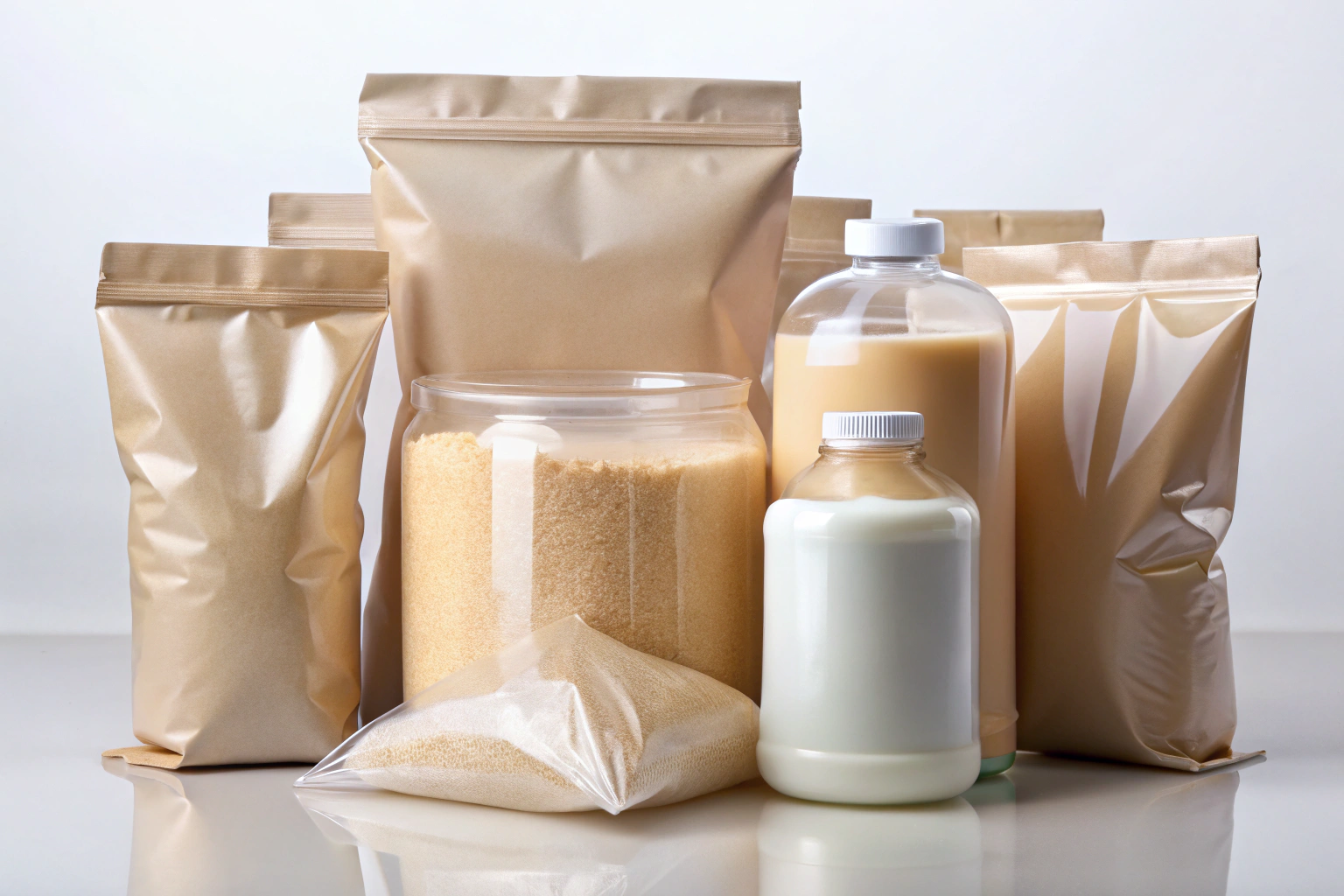 Eine neutrale Verpackung mit Schutzmaterial für chemische Produkte, ohne erkennbare Markierungen oder Texte